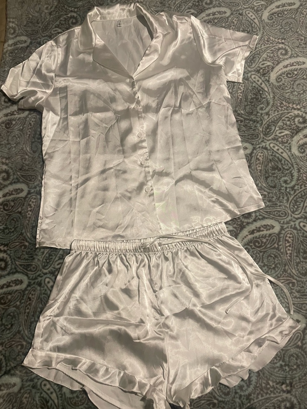 White satin pj set - medium